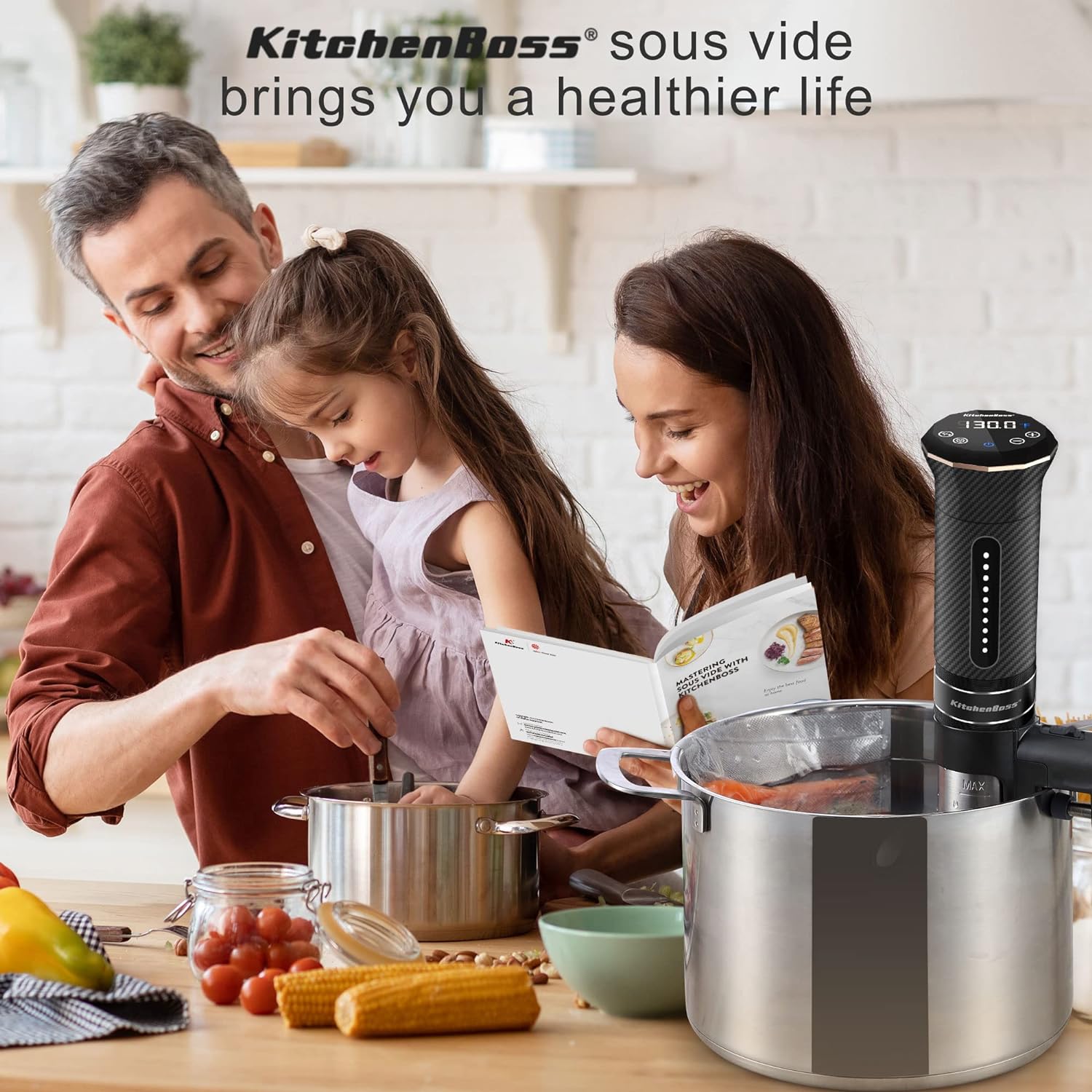 KitchenBoss Sous Vide Machine:Precision Sous-vide Cooker Immersion Circulator, IPX7 Waterproof Stainless Steel 1100W Professional Low Temperature Cooking Machines