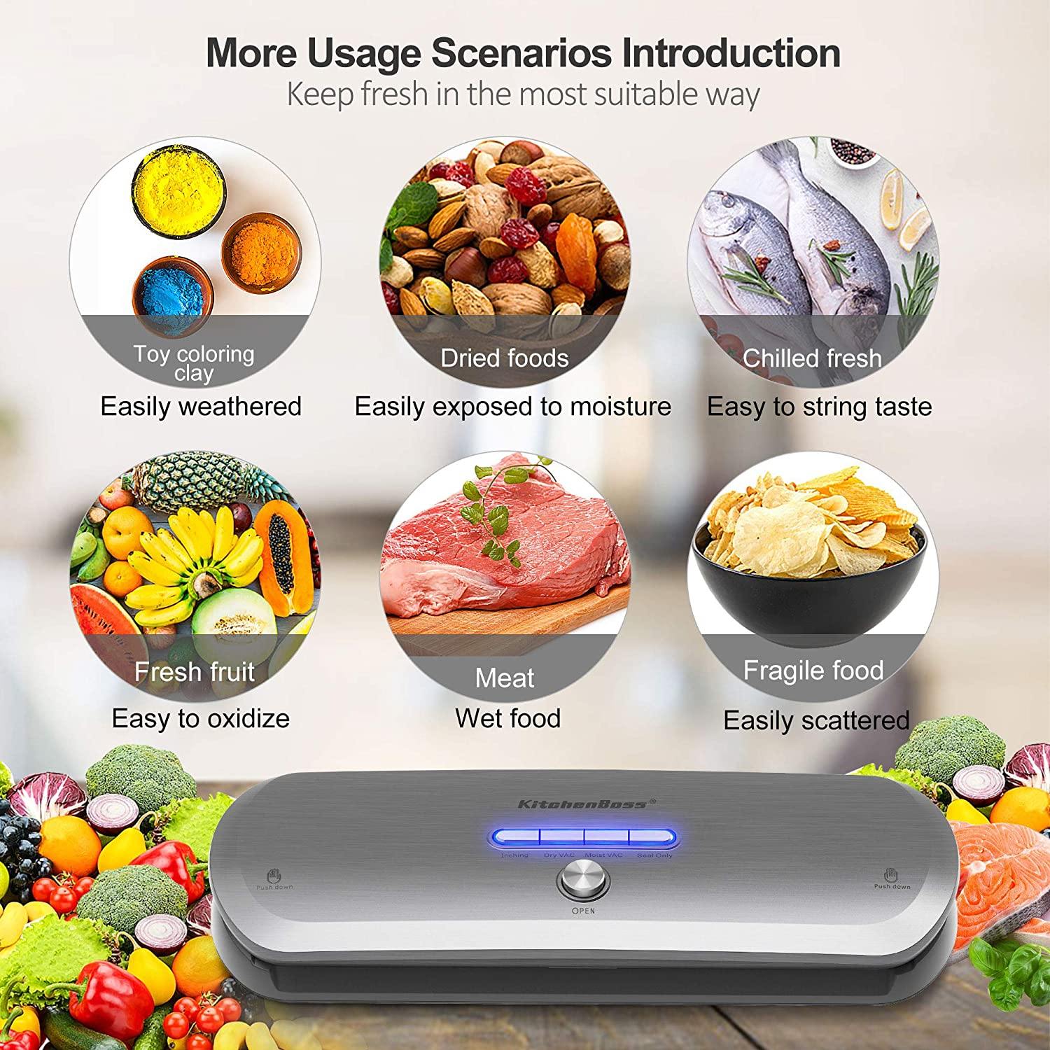 Vacuum Sealer Machine G210 for Preservation Automatic Vacuum Sealing  System,with Starter Kit Inclued 20 PCS Bags(grey)