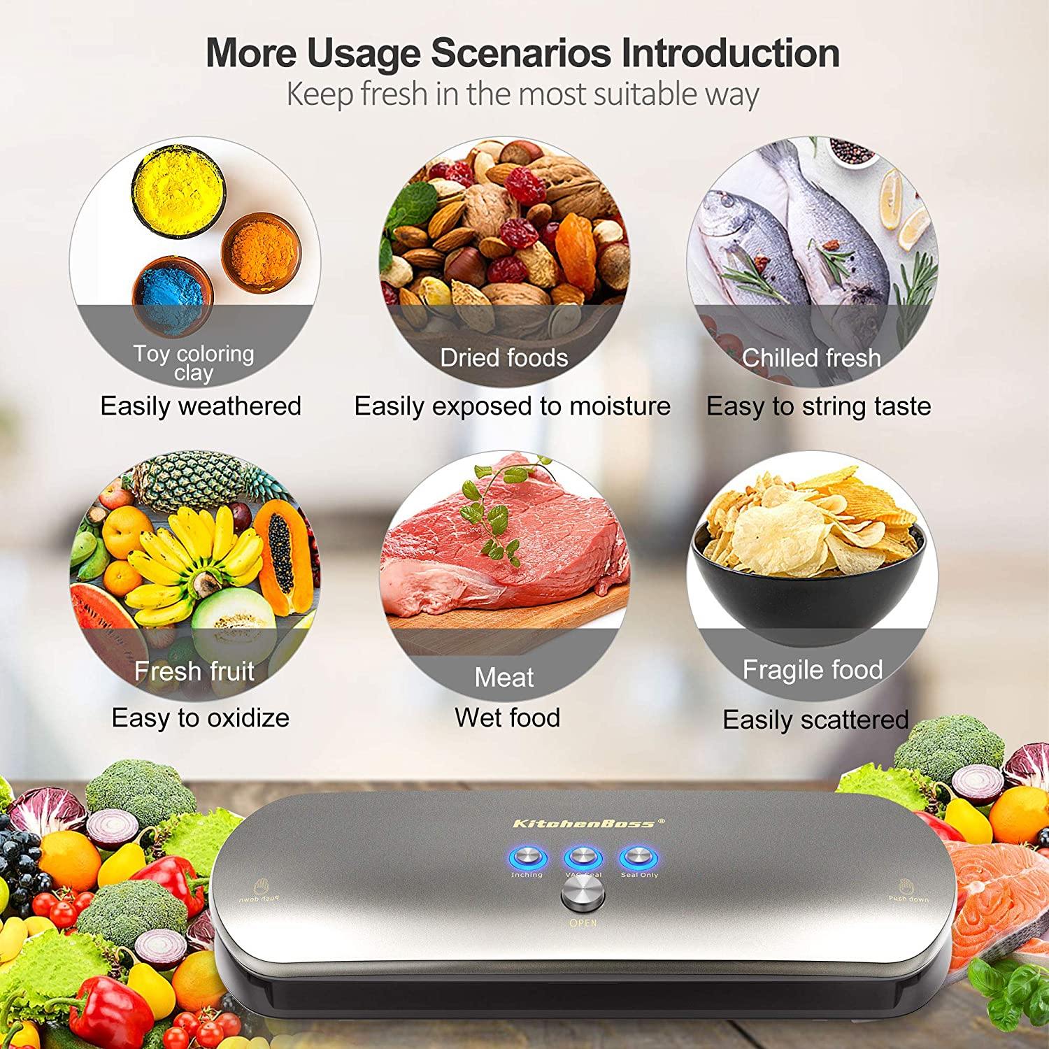 Kitchenboss Vacuum Sealer machine Nutrition seal detection super suction
